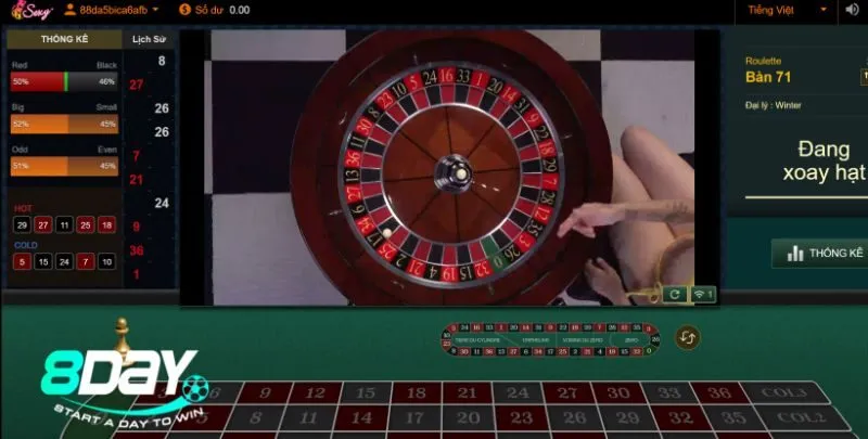 Chơi roulette tại casino 8day